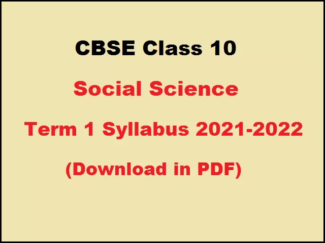 Cbse Class Th Social Science Syllabus For Term Board Exam