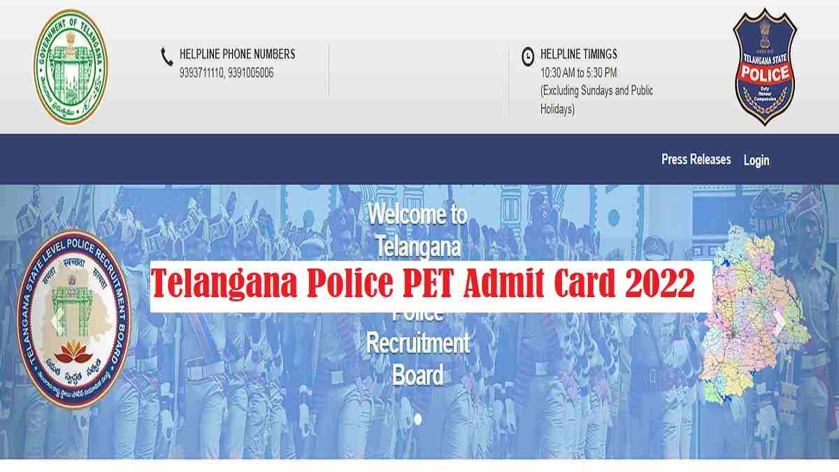 Telangana Police Constable Pet Admit Card Released At Tslprb In