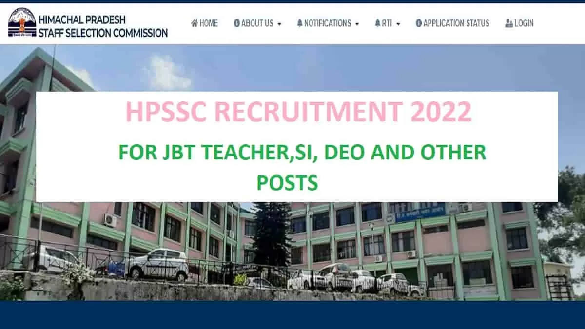 Hpssc Recruitment Apply For Si Jbt Teacher Jr Steno Deo