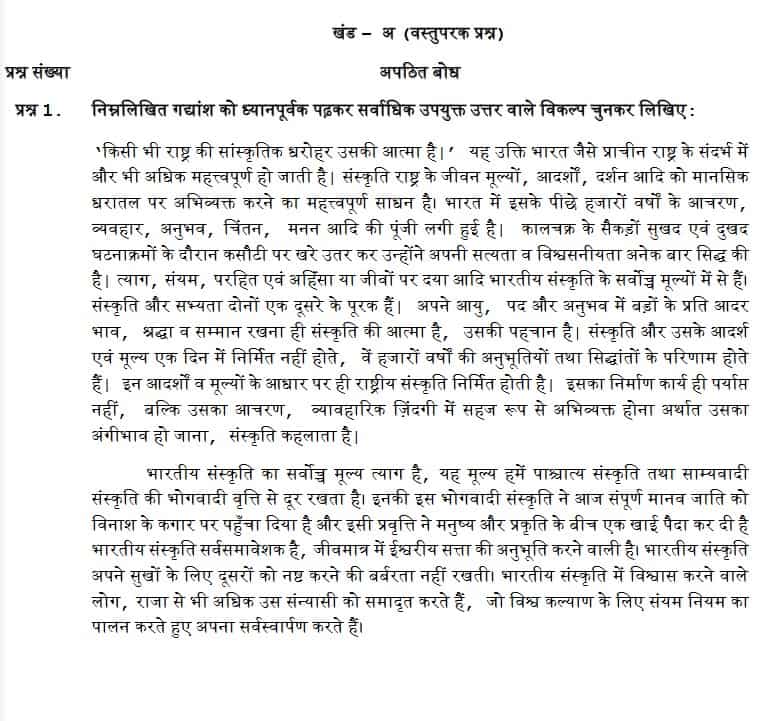 Cbse Class Hindi Elective Sample Paper With Solutions Pdf