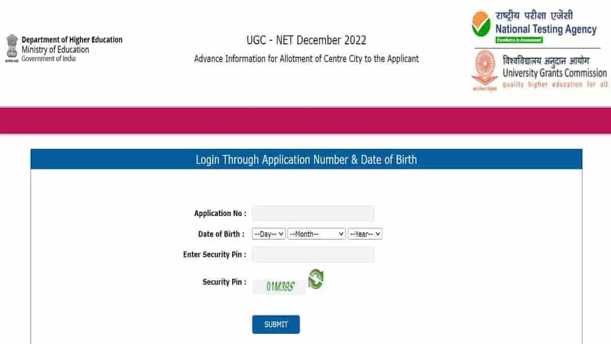 UGC NET City Intimation Slip 2023 Released At Ugcnet Nta Nic In Admit