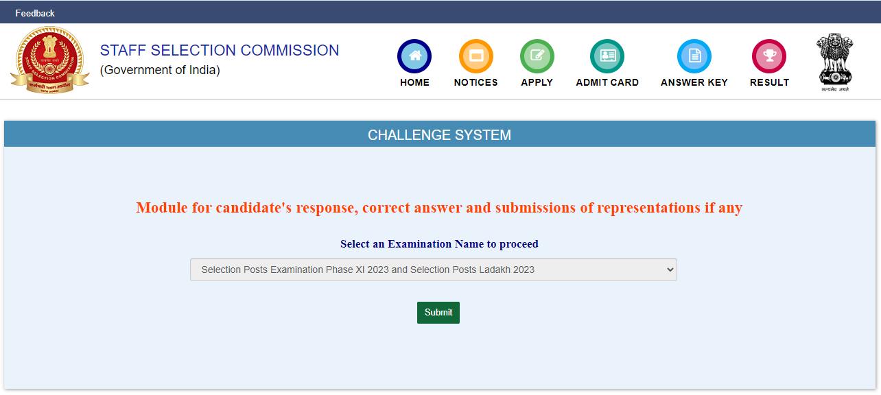 SSC Selection Post Phase 11 Answer key 2023 Out एसएसस चयन पसट फज