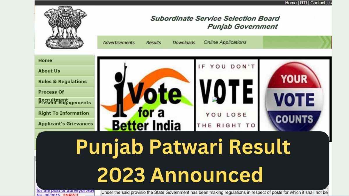 Punjab Patwari Result 2023 Announced जर हआ पजब पटवर क रजलट