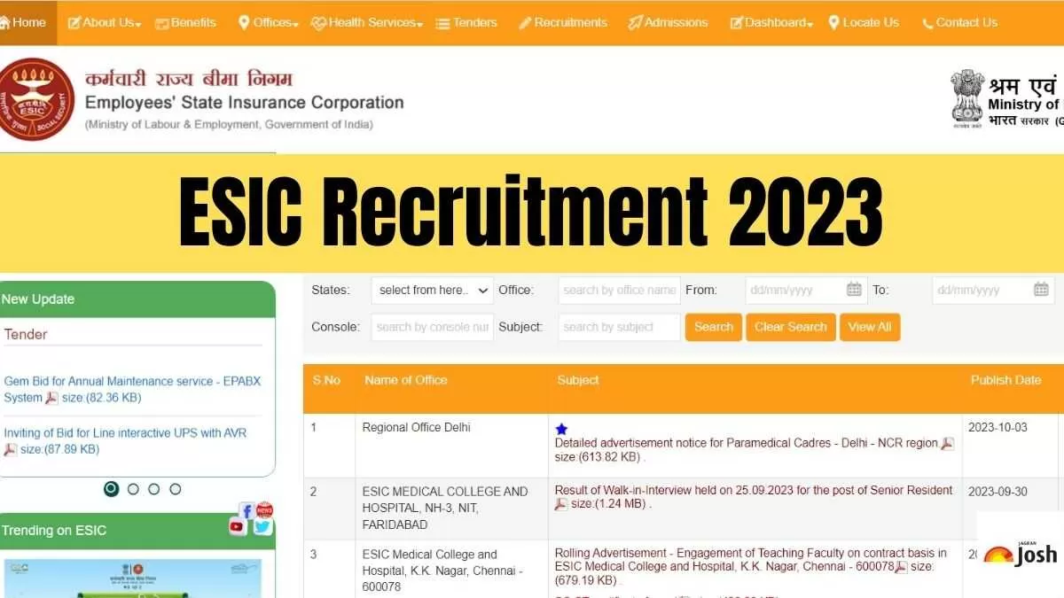 Esic Paramedical Recruitment Apply Online For Paramedical Posts