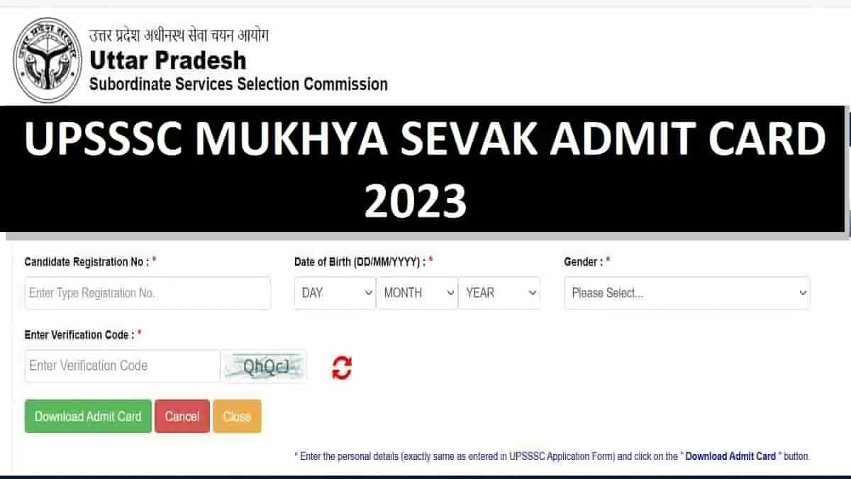 UPSSSC Mukhya Sevika Admit Card 2023 Out On Upsssc Gov In Direct