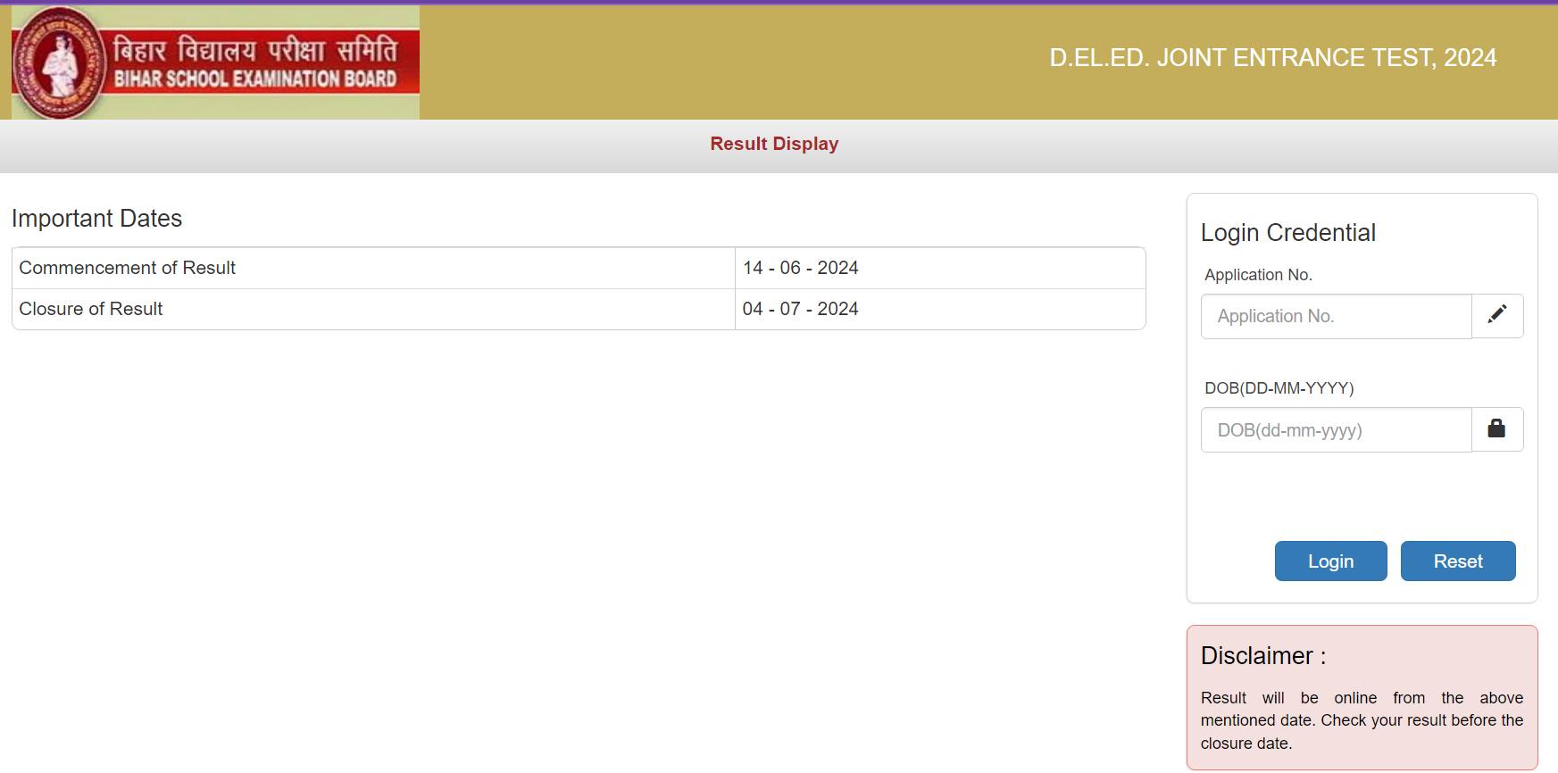 Bseb Bihar Deled Result At Deledbihar