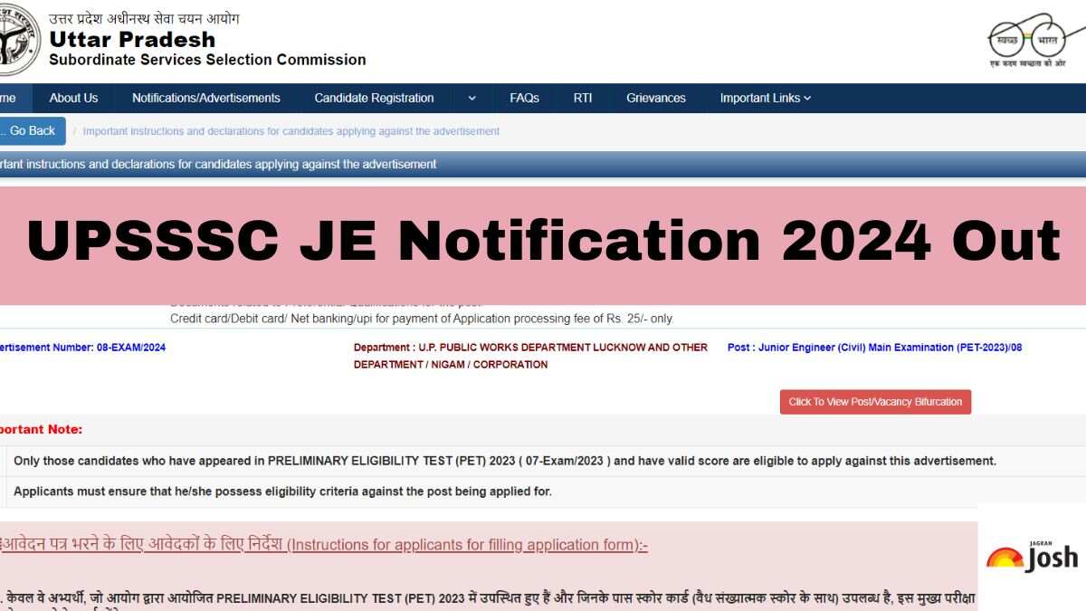 Upsssc Je Recruitment Apply Online Starts For Junior