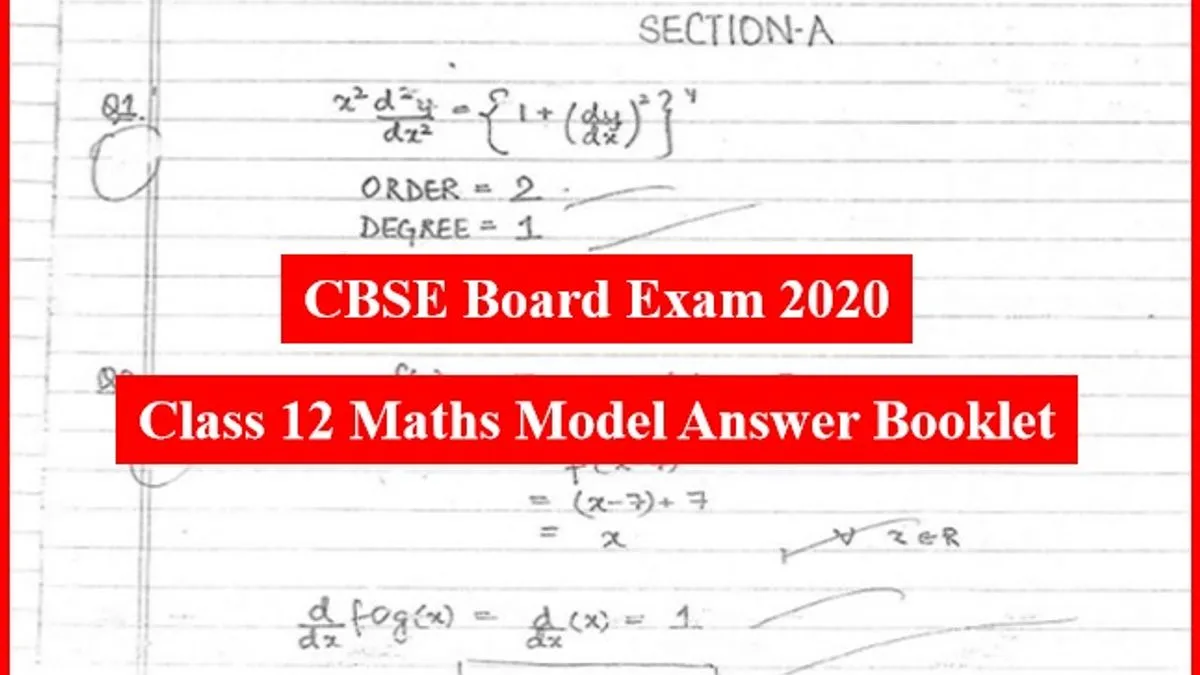 CBSE 12th Maths Board Exam 2020 Check Answer Sheet Of Previous Year S