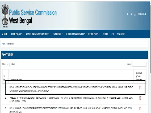 Declared WBPSC Judicial Service Prelims 2020 Result OUT Wbpsc Gov In