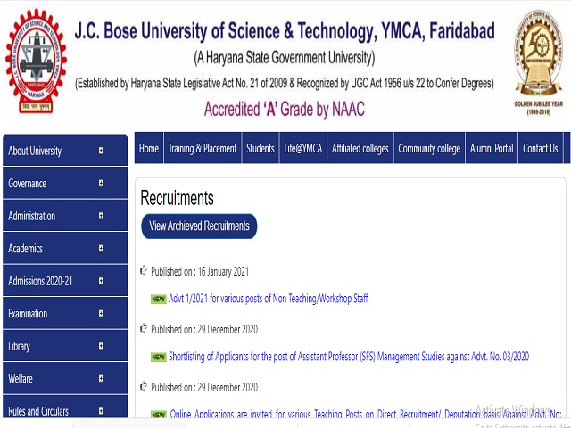 YMCAUST Recruitment 2021: Apply for 18 Store Keeper, Jr Steno, Clerk & Other Posts