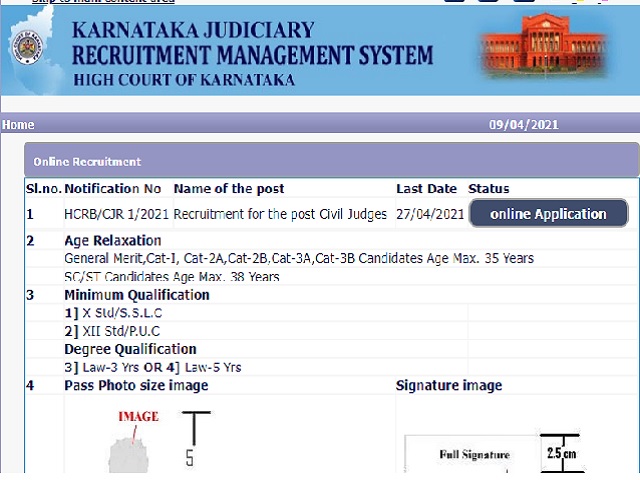 Karnataka High Court Civil Judge Recruitment 2021