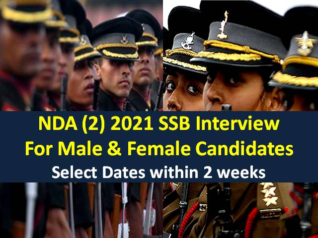 NDA SSB Interview 2021 for Male & Female Candidates