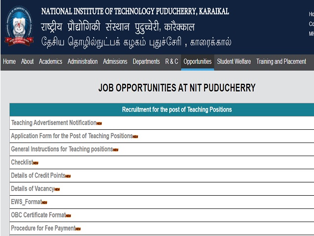 NIT Puducherry Recruitment 2021: Apply for Executive Engineer, Technical Assistant & Other Posts
