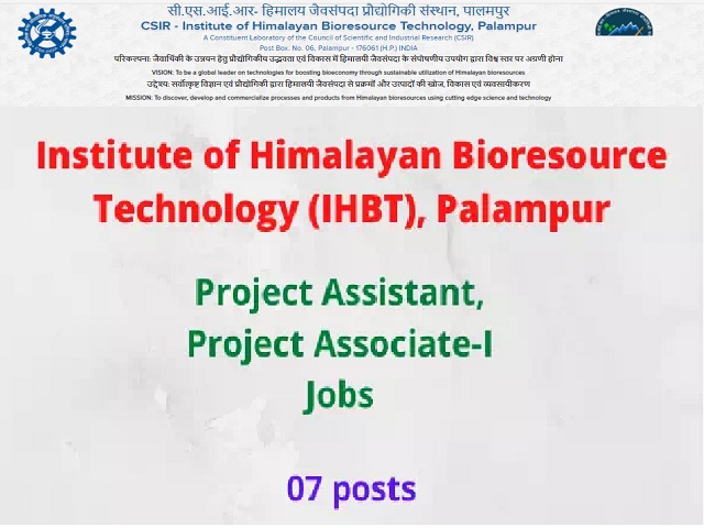 IHBT Recruitment 2021: Apply for Project Assistant & Project Associate-I Posts