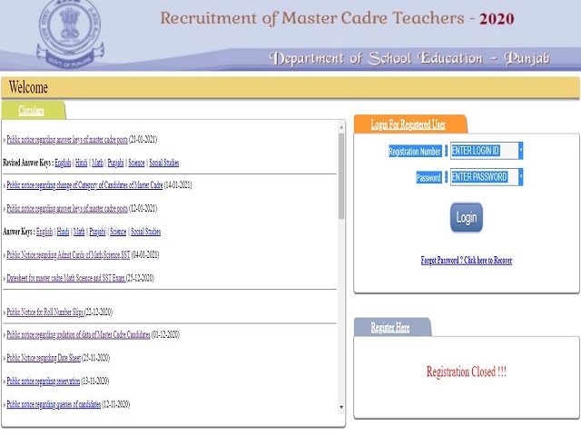 Education Recruitment Board Punjab Master Cadre Result