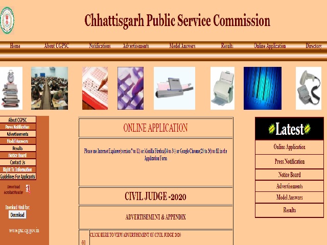 CGPSC Civil Judge Mains schedule 2020-21