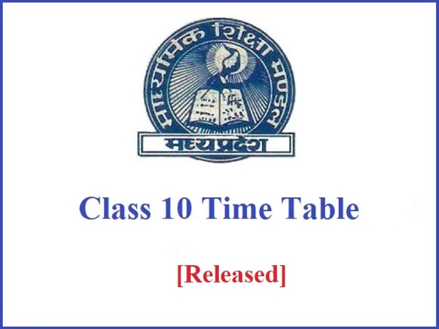 MP Board 10th Time Table 2021: Download MP Board Time Table 2021 for Class 10