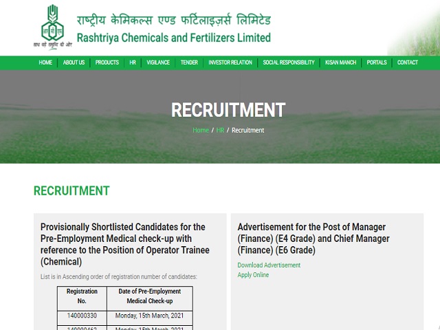 RCFL Recruitment 2021: Apply for Manager and Chief Manager Posts