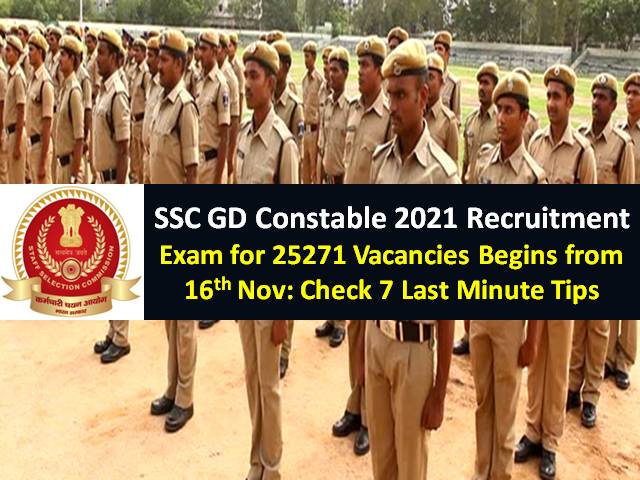SSC GD Constable 2021 Recruitment Exam for 25271 Vacancies