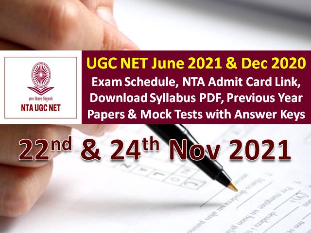 UGC NET Exam Schedule for 22nd & 24th Nov 2021