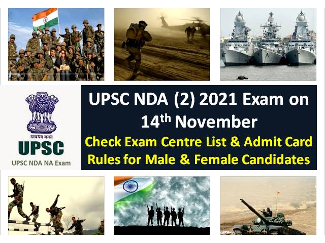 UPSC NDA 2 2021 Exam on 14th Nov for Male & Female Candidates