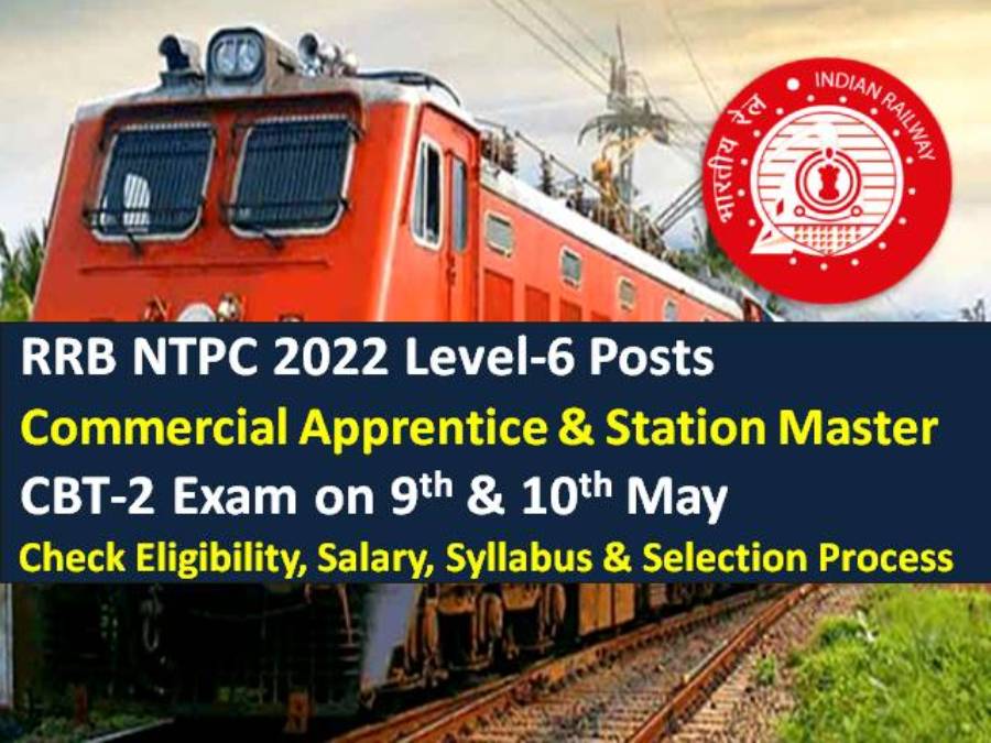 RRB NTPC Level-6 CBT-2 Exam on 9th & 10th May 2022 (Commercial Apprentice & Station Master)
