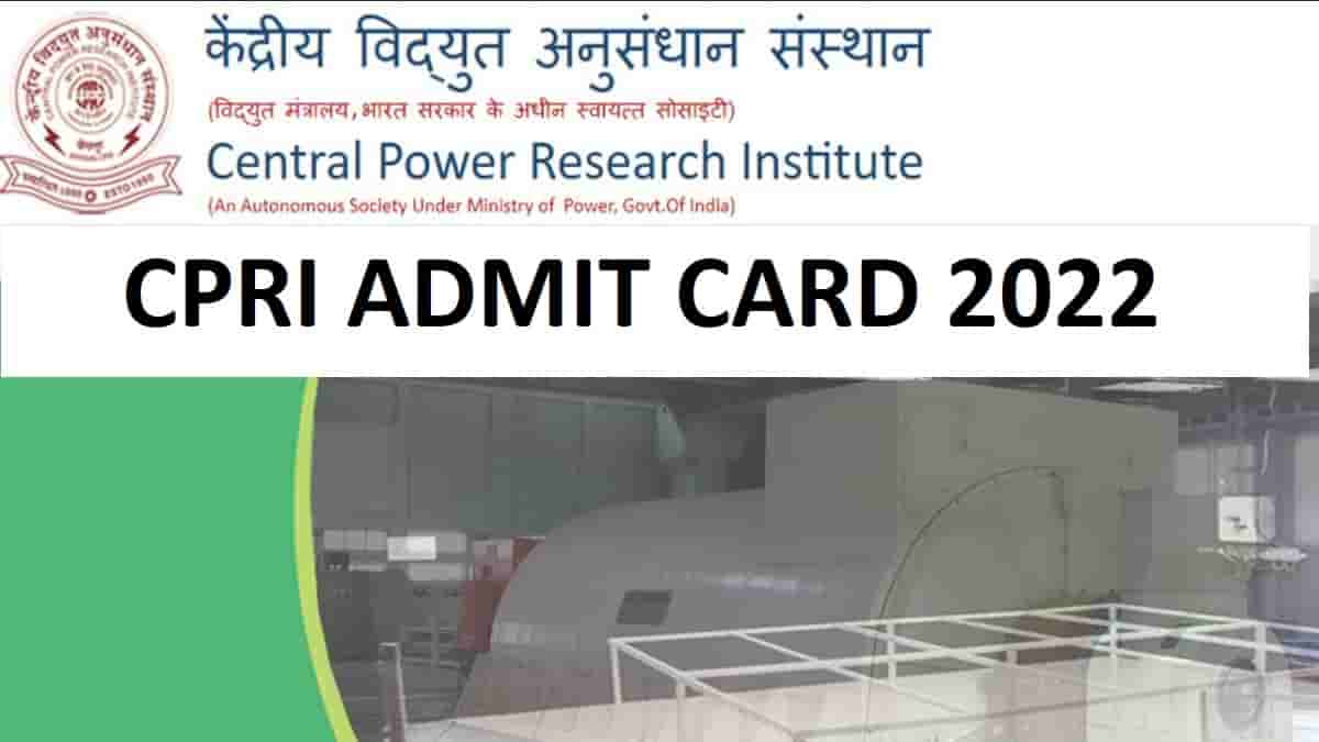 CPRI Admit Card 2022