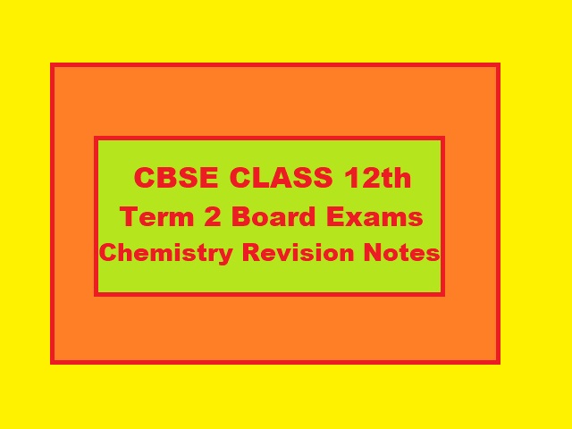 CBSE Class 12 Term 2 Chemistry Revision Notes