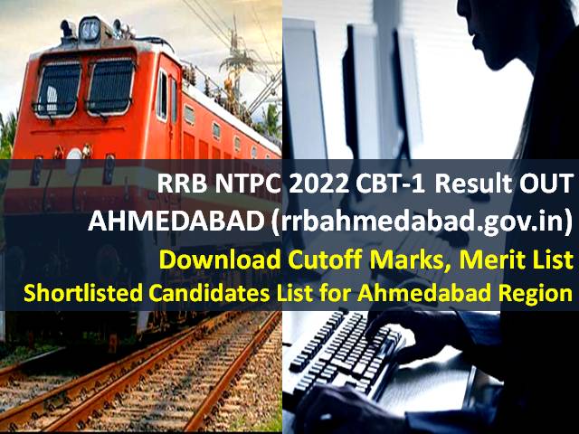 RRB NTPC Ahmedabad Revised Result OUT 2022 @rrbahmedabad.gov.in (CEN 01/2019)