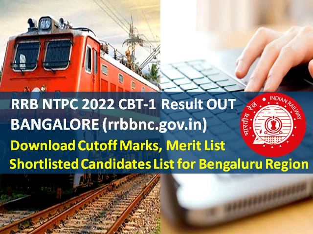 RRB NTPC Bangalore Result OUT 2022 @rrbbnc.gov.in (CEN 01/2019)