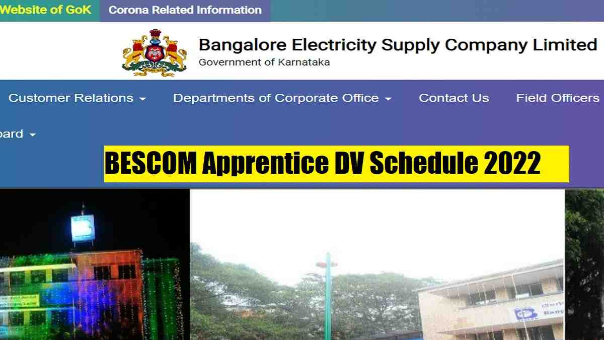 BESCOM Apprentice DV Schedule 2022