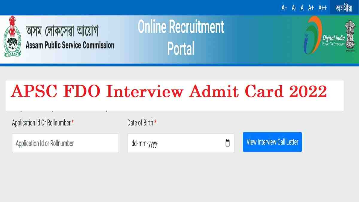 APSC FDO Interview Admit Card 2022
