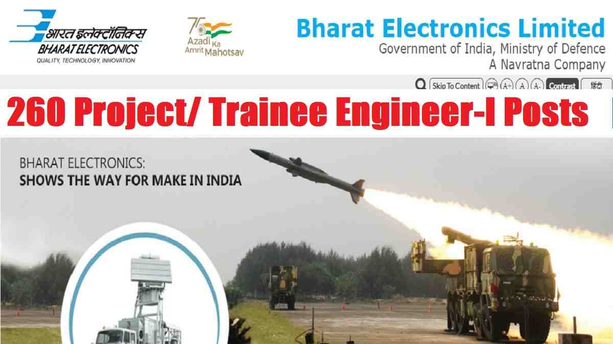 BEL Recruitment For Project Trainee Engineer 