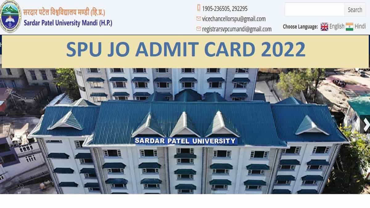 SPU Mandi JOA Admit Card 2022