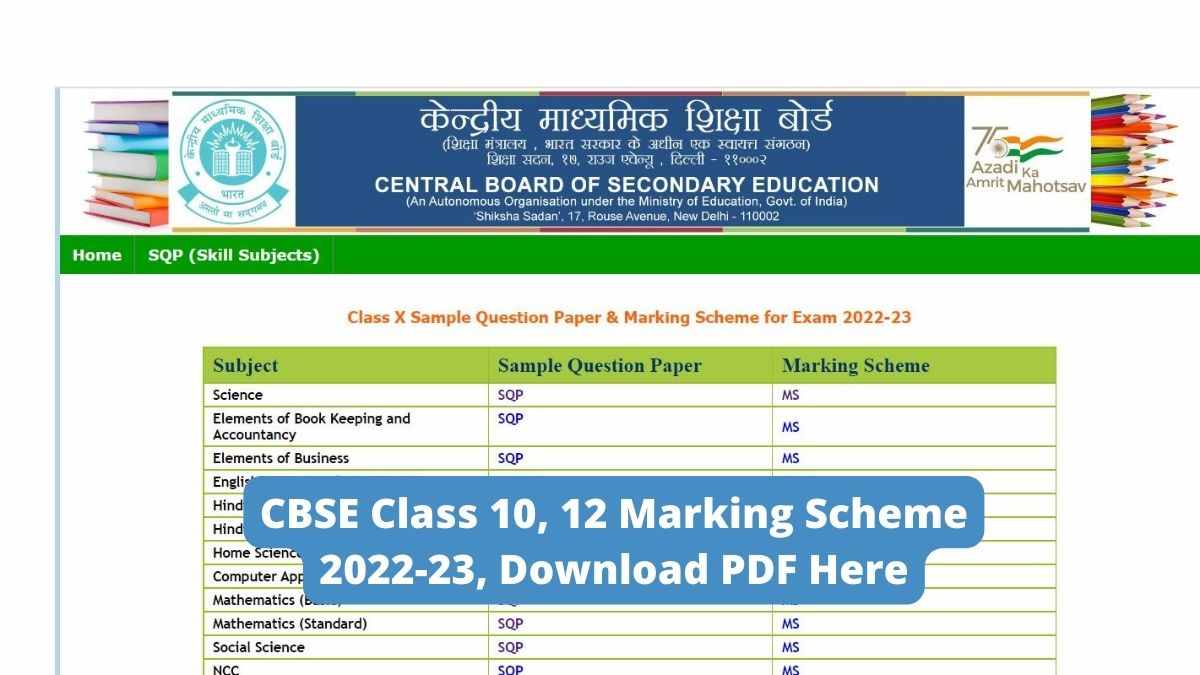 CBSE Class 10 12 Marking Scheme 2022-23