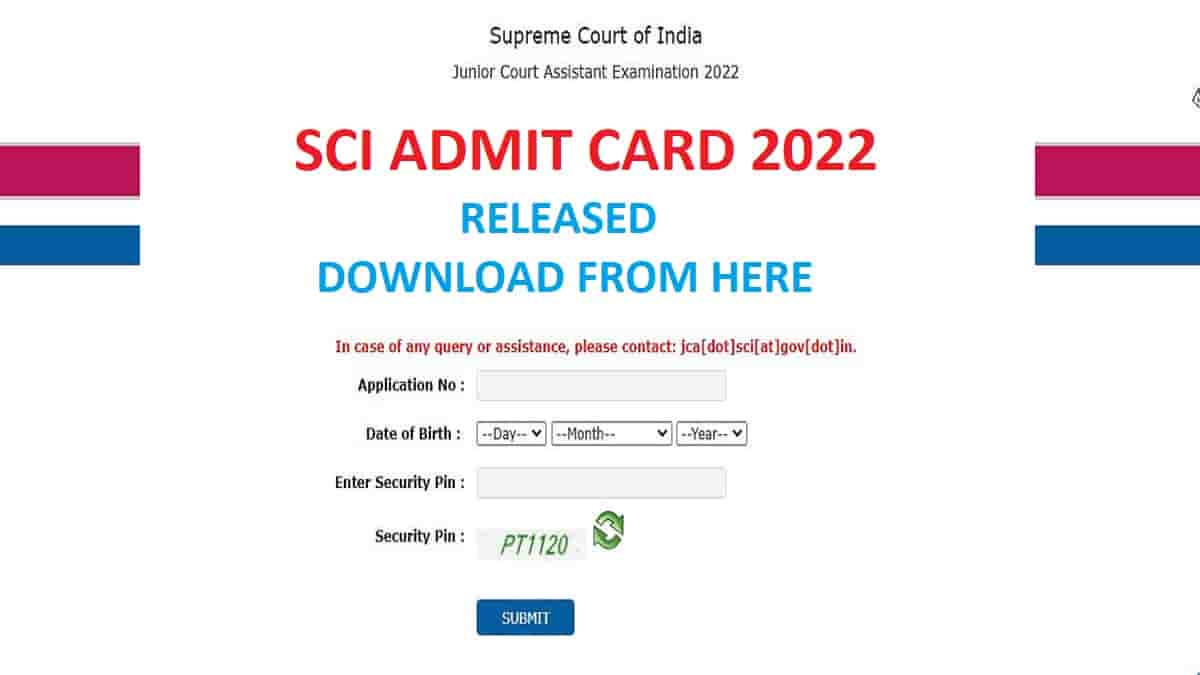 SCI JCA Admit Card 2022