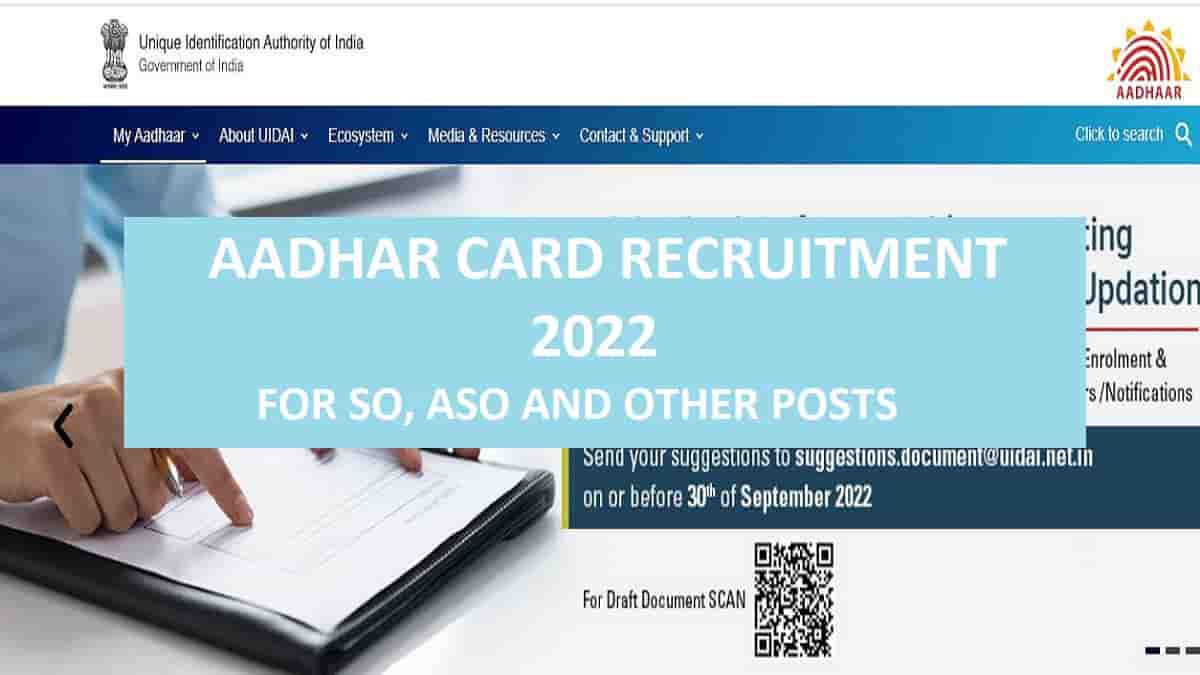 AADHAR Card Recruitment 2022