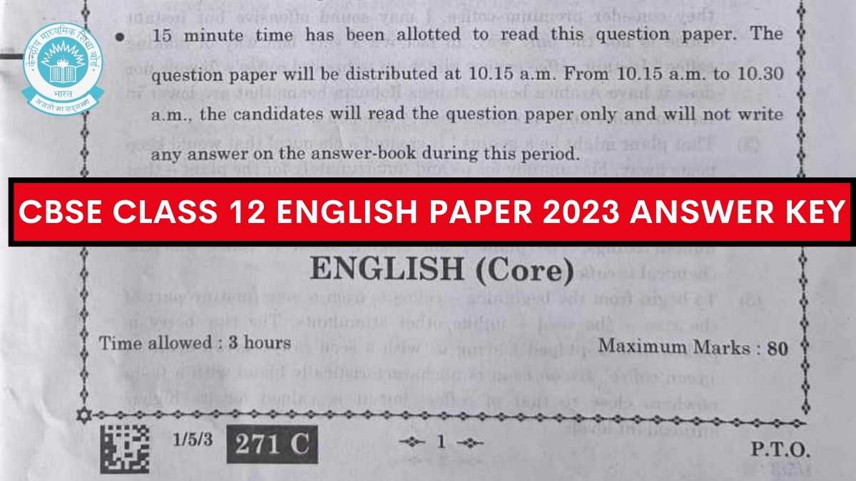 CBSE Class 12 English Paper Answer Key 2023