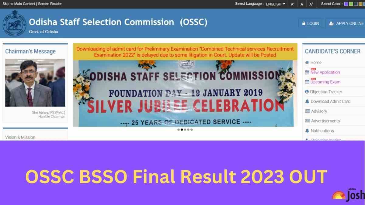 OSSC BSSO Result 2023