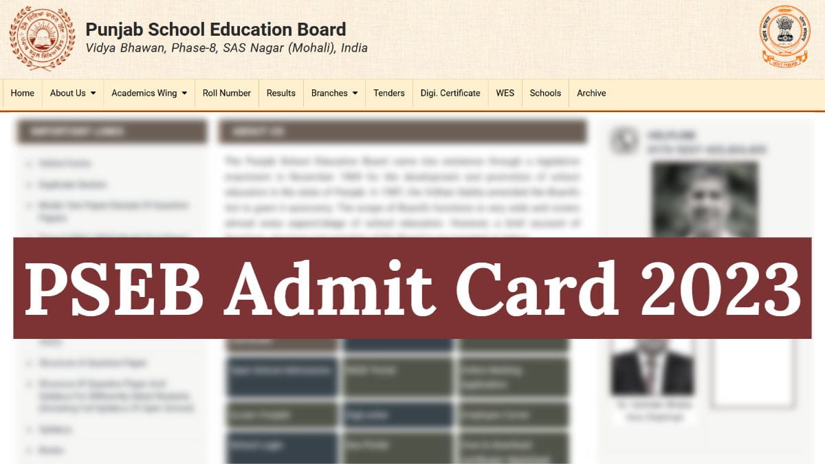 PSEB Admit Card 2023 for Classes 10th, 12th