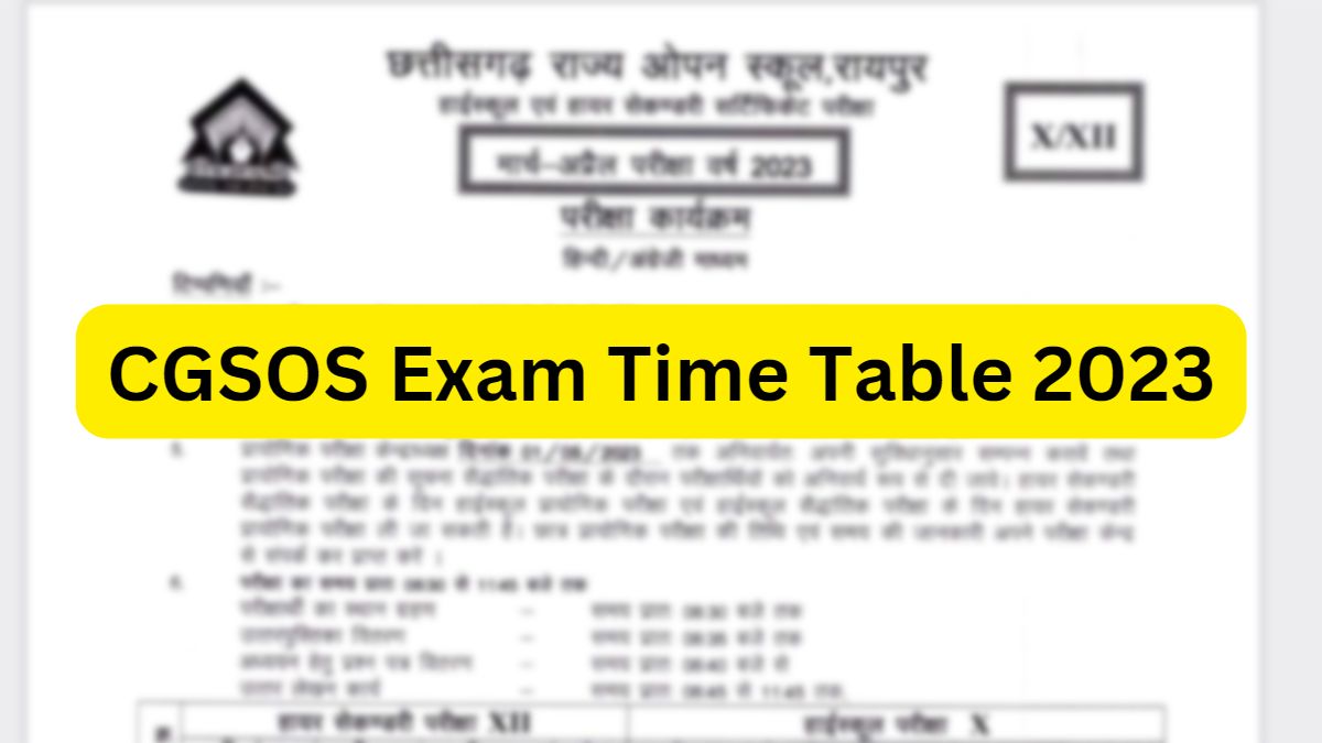 Download CGSOS Exam date sheet and time table PDF for classes 10, 12.