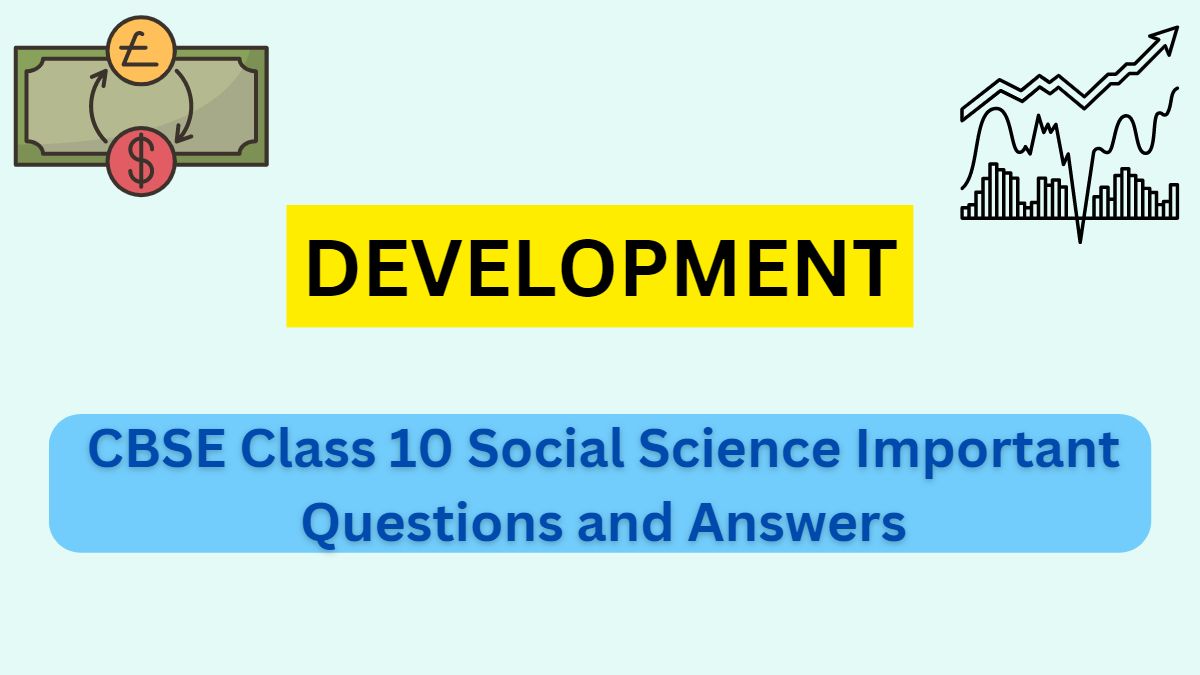 Download CBSE Class 10 Social Science Important Questions and Answers from Unit 4 Understanding Economic Development Chapter 1 Resources and Development PDF