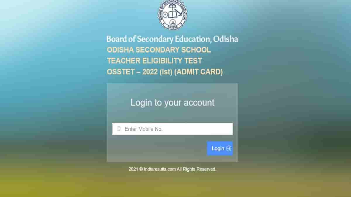 OSSTET Admit Card 2023