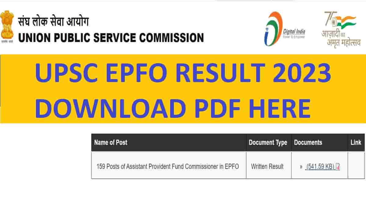 upsc epfo result 2023