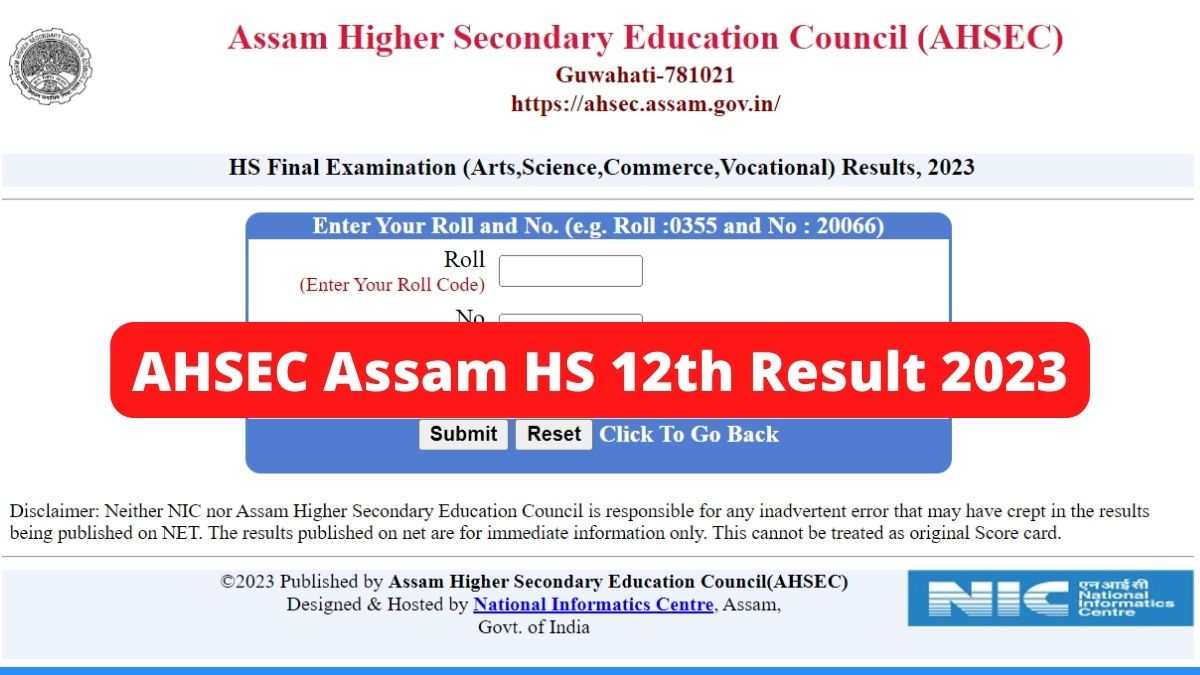 AHSEC Assam HS 12th Result 2023 Soon