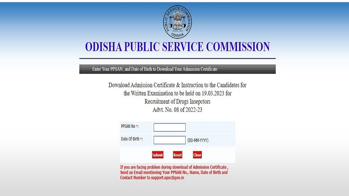  OPSC Drugs Inspector Admit Card 2023 OUT