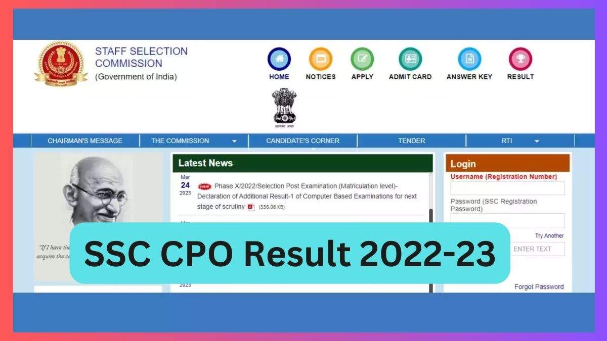 SSC CPO Delhi Police SI Result 2023 Out
