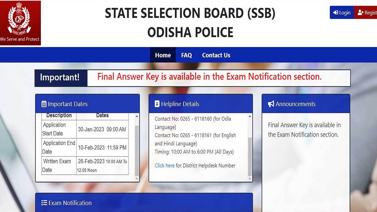 Odisha Police Constable 2023 Final Answer Key 