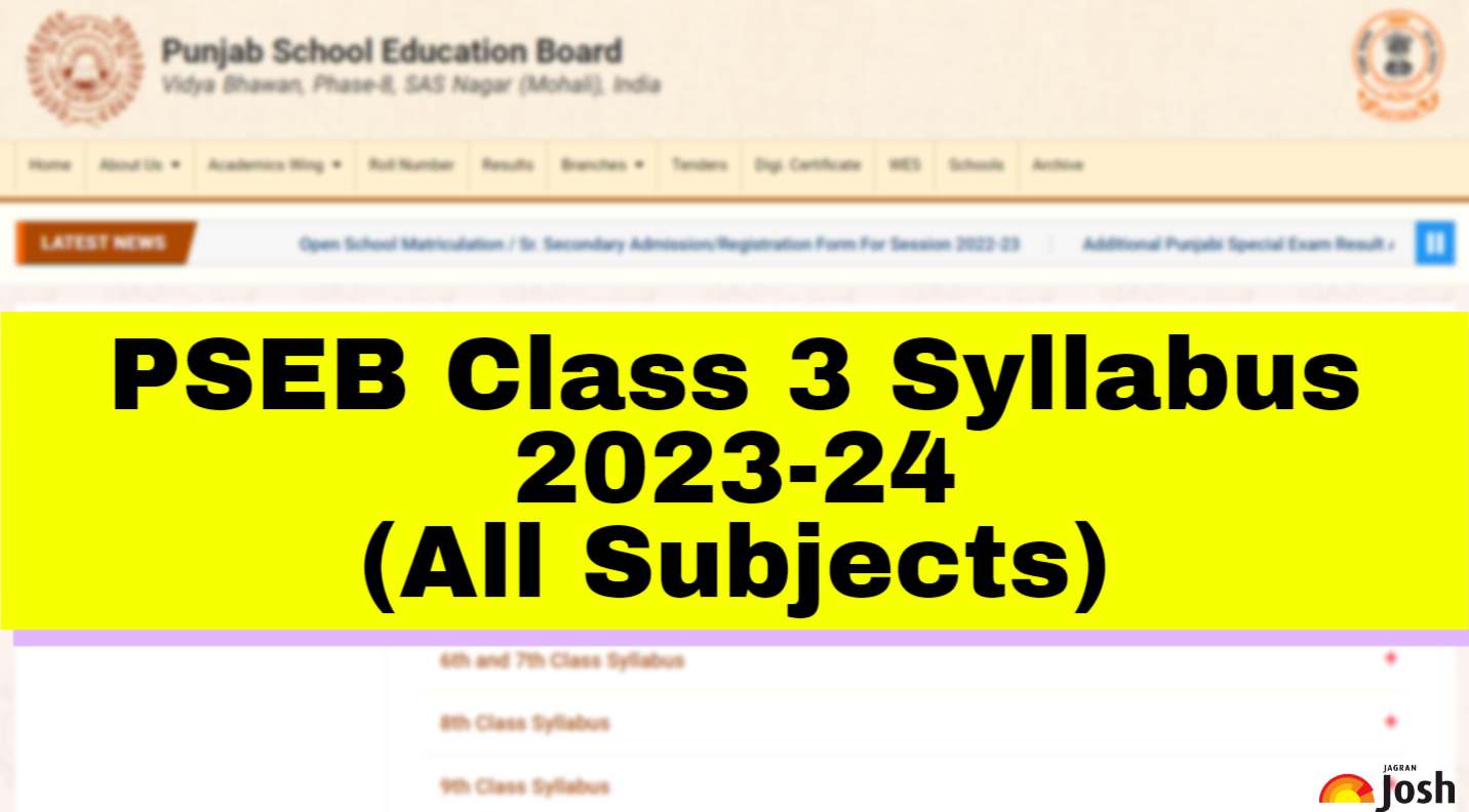 Punjab Board Class 3 Syllabus 2023-24 All Subjects, Download PDFs