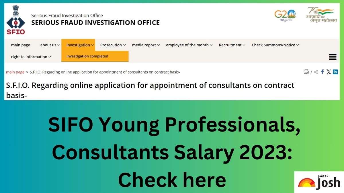 Check salary of SFIO Young Professionals, Consultants here.